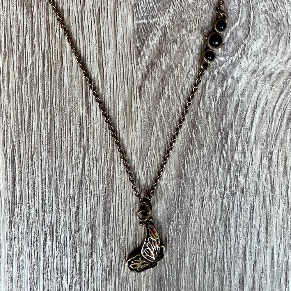 Lucky Brand Butterfly Adjustable Brass Antique Gold Necklace
